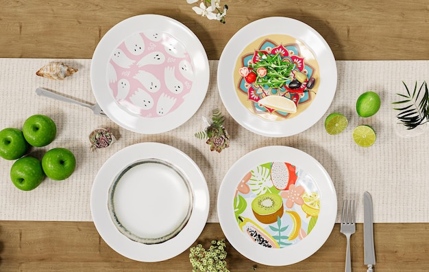 Trzy talerze z potrawami